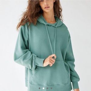 TNA Aritzia Cozy Fleece Boyfriend Hoodie in GD Yucca Green